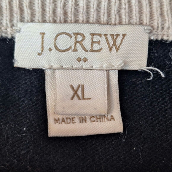 J. Crew Women XL Cream/ Black Lightweight Elbow Patch Button Detail Sweater - Picture 5 of 6